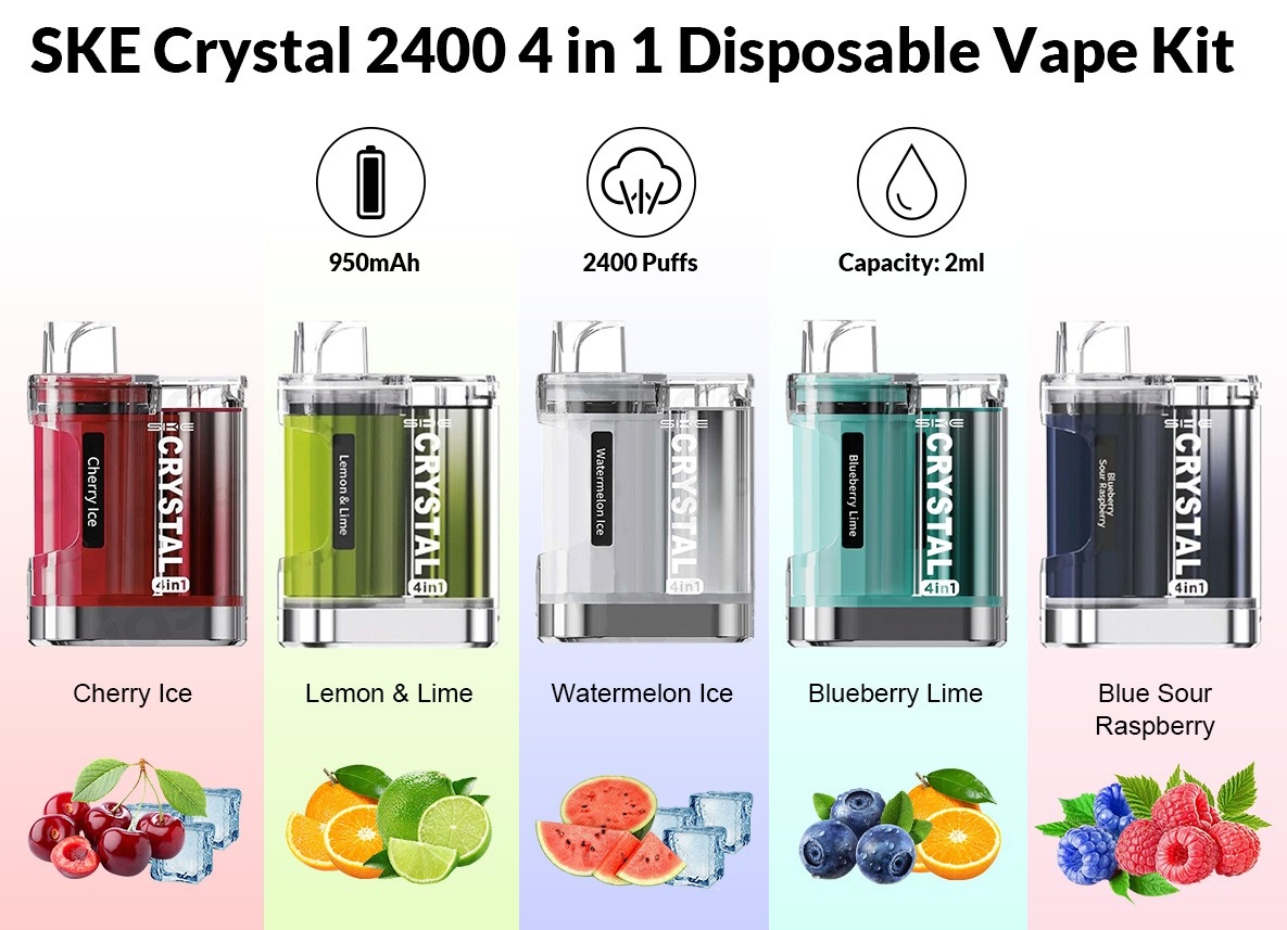 SKE Crystal 2400 Puffs 4-in-1 Pod-Kit Vape - vesimeloni jäätä: Monipuolinen ja raikas valinta Suomen vaperimarkkinoilla