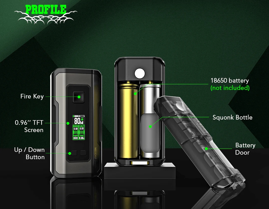 Wotofo Profile Squonk Mod Kit Vape – Musta: Tehoa, tyyliä ja tarkkuutta squonkaajille