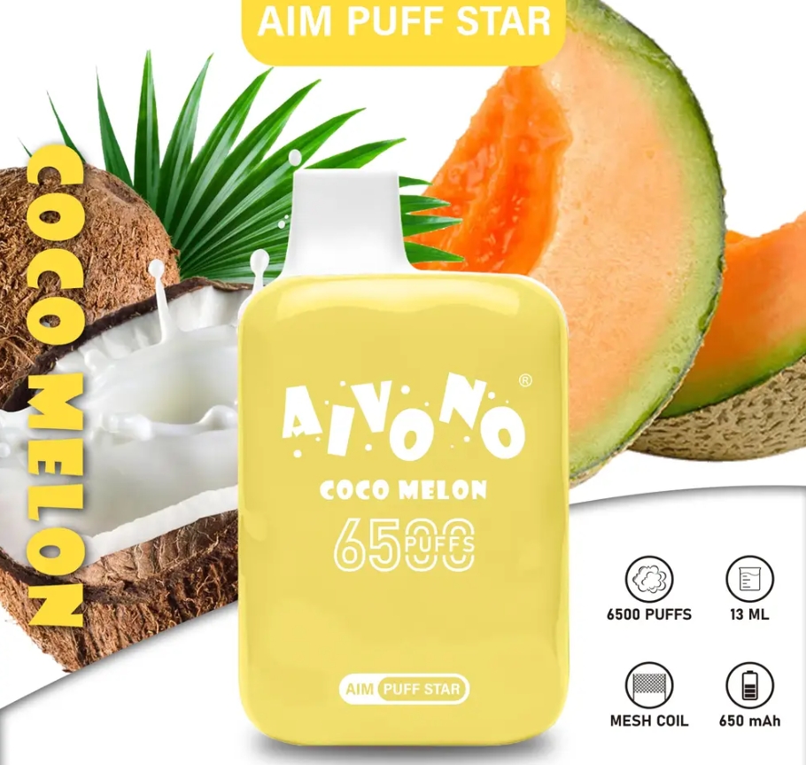 Aivono AIM PUFF STAR 6500 Puffs: Trooppinen Coco Melon - Ilon Hetkiä Suomen Olosuhteissa